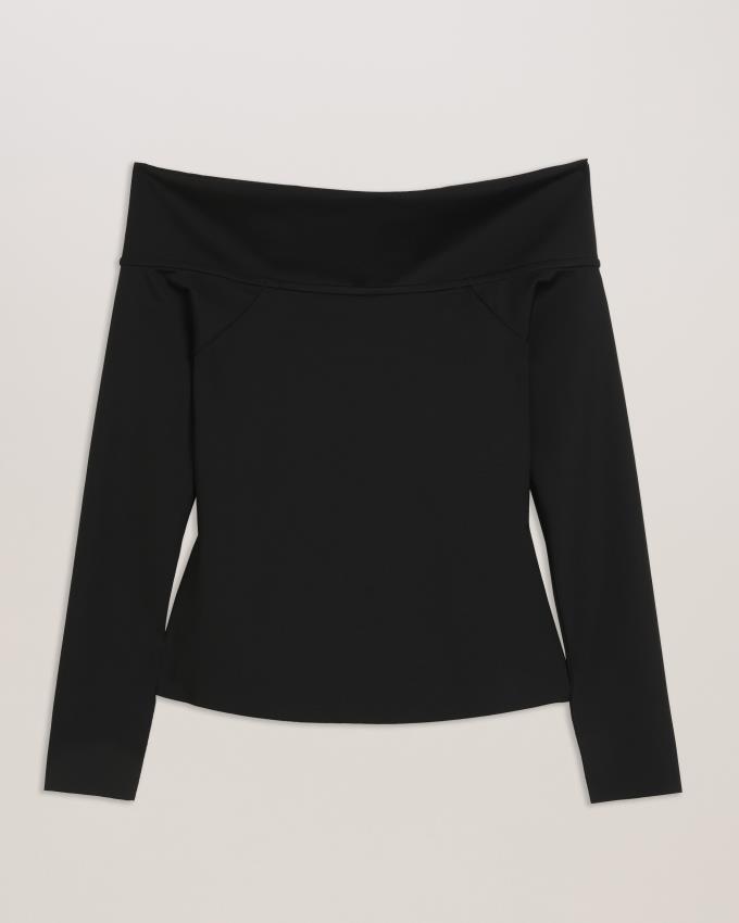 Hauts Ted Baker Off The Shoulder Long Sleeve Noir Femme | WBL-22180906